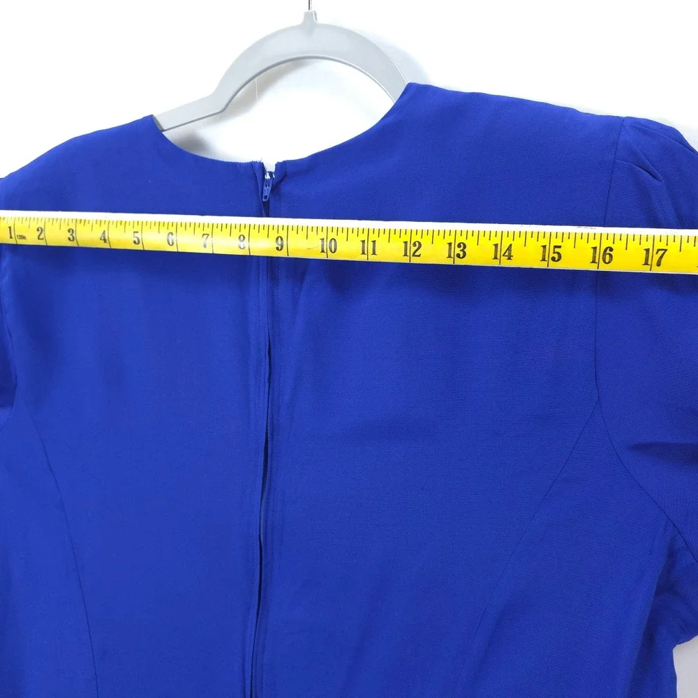 Royal Blue Embroidered Beaded‎ Dress Modest Vtg 90s Women 18 Church Mature